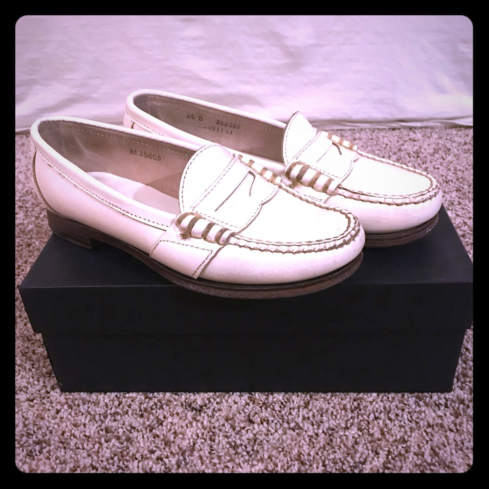 White Leather Ralph Lauren Loafer